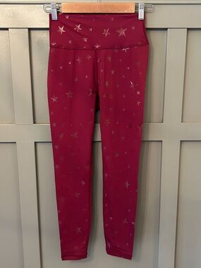 Anthropologie All Fenix Star Print Leggings High Rise Red Size Medium New NWT